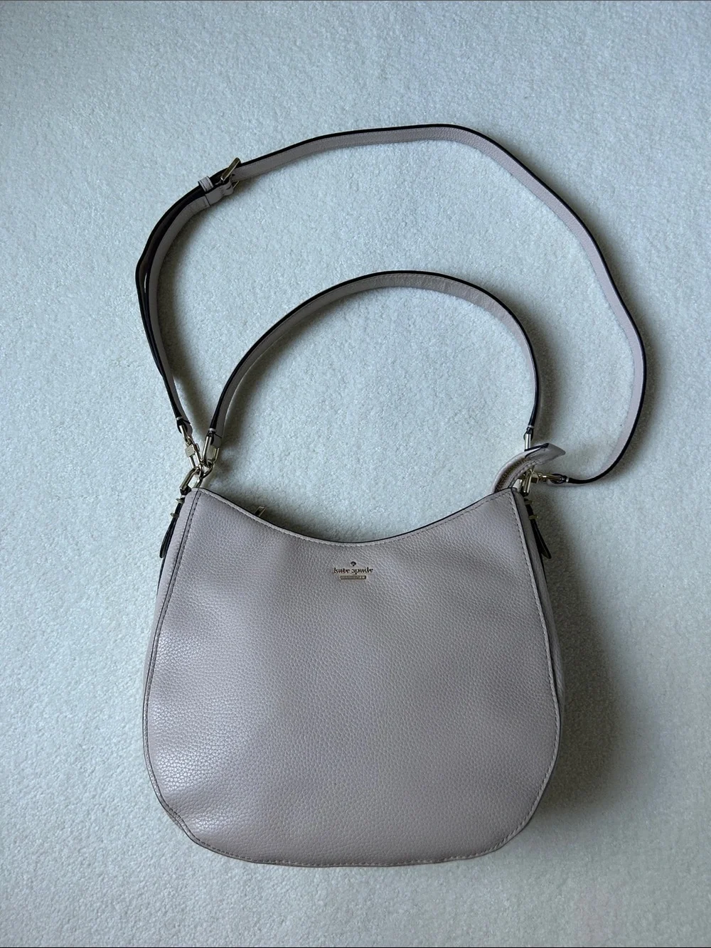 kate spade Pebbled Leather Hobo in Soft Taupe